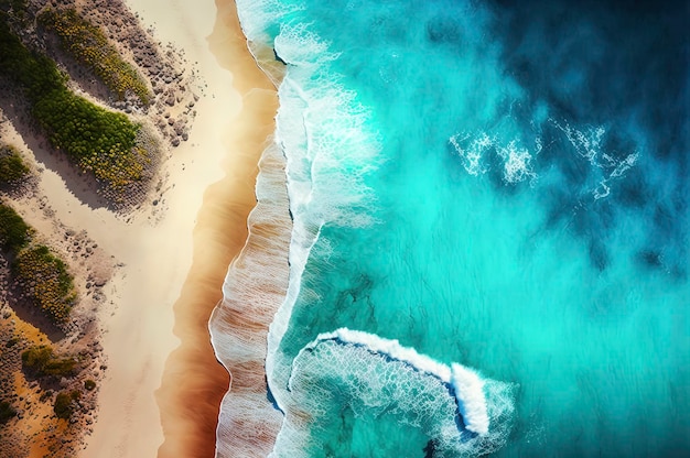 Aerial photo of summer beach and blue sea