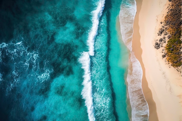 Aerial photo of summer beach and blue sea