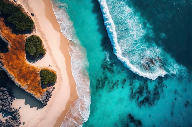 Aerial photo of summer beach and blue sea