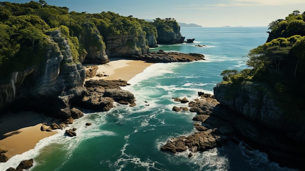 an aerial photograph with the camera pointing straight down at the Phiphi beach AI Generative