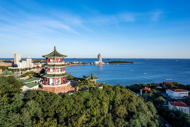 Aerial photography of the architectural landscape of the old city of Qingdao