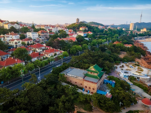 Aerial photography of the beautiful coastal city Qingdao