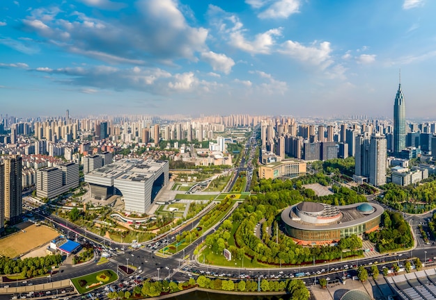 Aerial photography Changzhou architectural landscape skyline