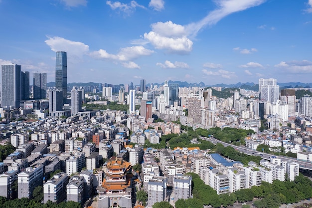 Aerial photography China Liuzhou modern city architecture landscape skyline