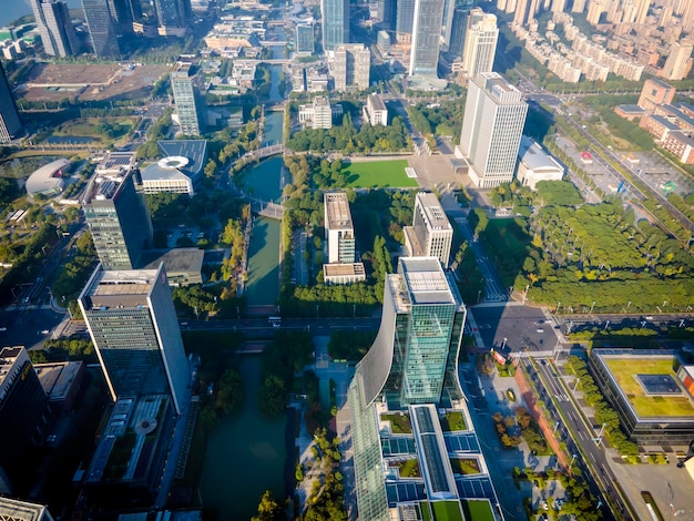 Aerial photography of China's Suzhou architectural landscape skyline