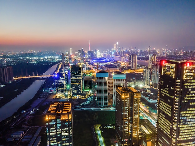 Aerial photography of Guangzhou city architecture night view