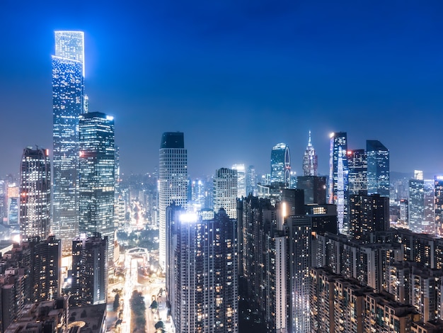 Aerial photography of Guangzhou city architecture night view