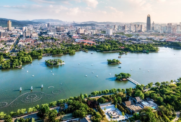 Aerial photography of Jinan Daming Lake Park