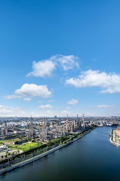 Aerial photography of large chemical plants