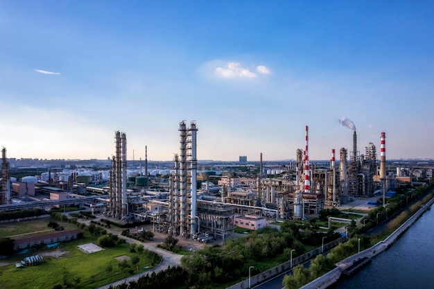 Aerial photography of large chemical plants