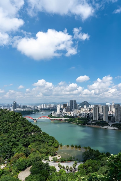 Aerial photography of Liuzhou city appearance China