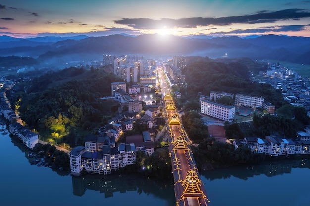 Aerial photography of Liuzhou Sanjiang County at night large format