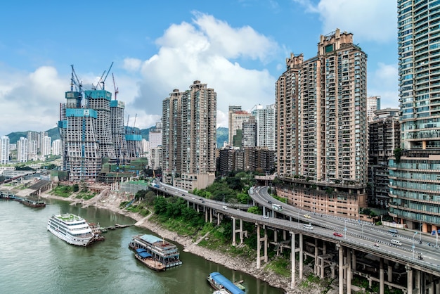 Aerial photography mountain city Chongqing