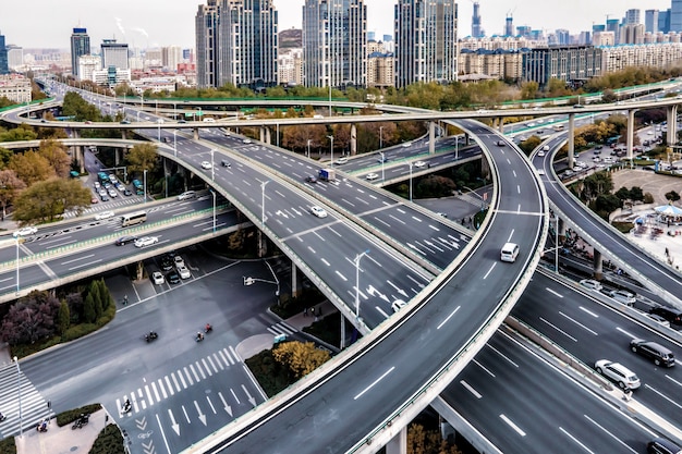 Aerial photography overpasses in modern Chinese cities