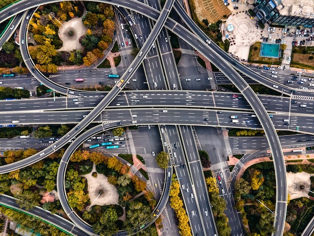 Photo aerial photography overpasses in modern chinese cities