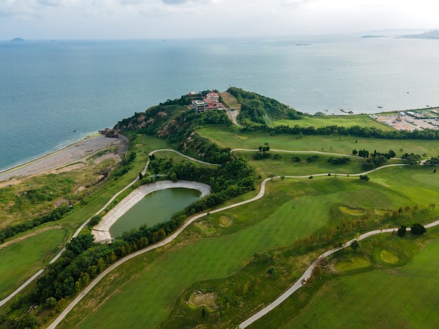 Aerial photography of Qingdao Coastline Golf Course