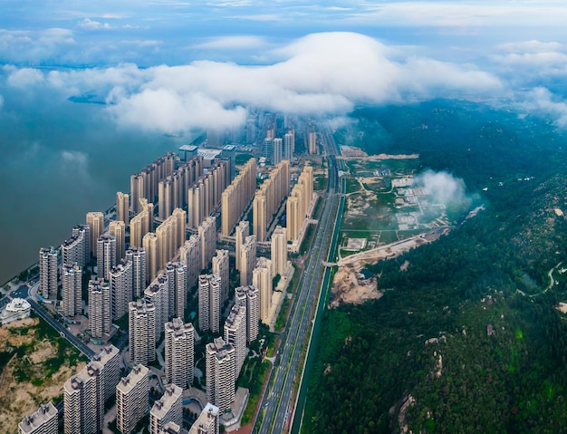 Aerial photography of residential area in Nanbin District Shantou City China