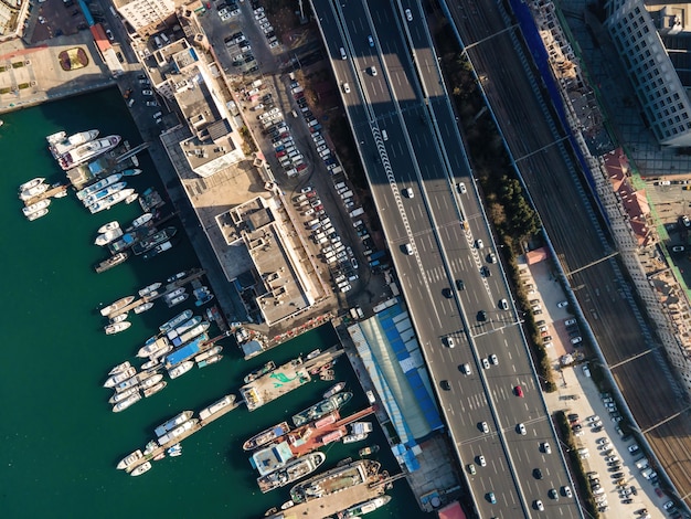 Photo aerial photography of ships at qingdao port