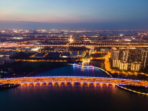 Aerial photography of Suzhou Jinji Lake architectural landscape