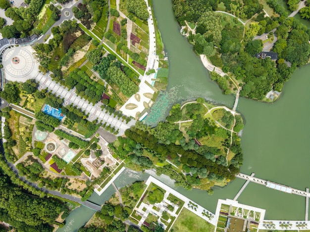 Aerial photography of Suzhou Wetland Park landscape