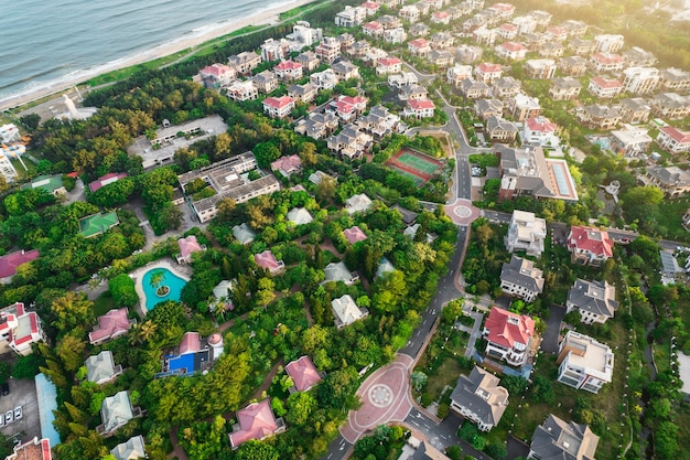 Aerial photography villa complex luxury resort