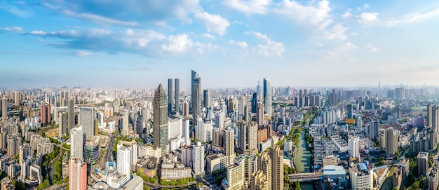 Aerial photography of Wuxi city architecture landscape in China