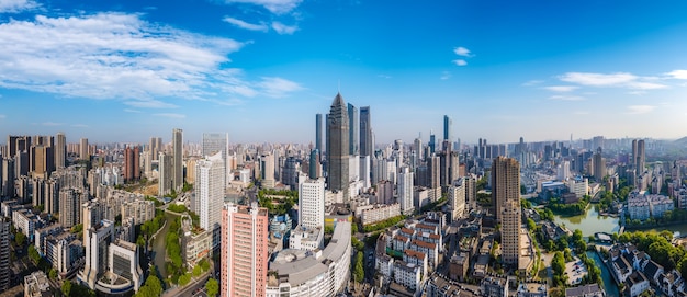 Aerial photography of Wuxi city architecture landscape in China