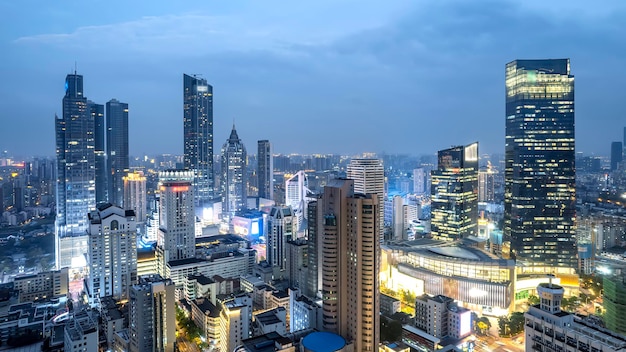 Aerial photography of Wuxi city skyline at night