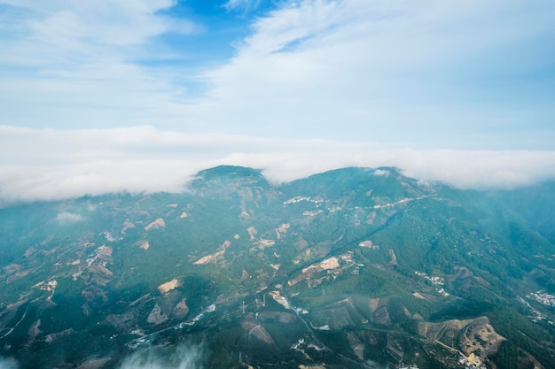 Aerial photos of mountains and clouds