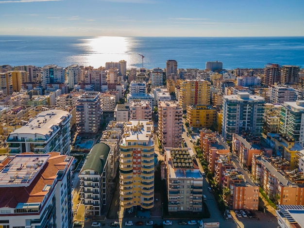 aerial sea and city wonderful view