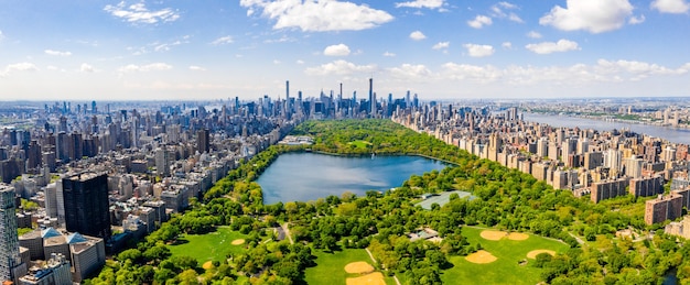 Aerial shot of the Central Park in Manhattan, New York City in the USA