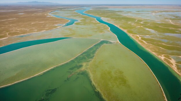 Aerial Shot of Green Salt Marshes in Spains Andalusia Region