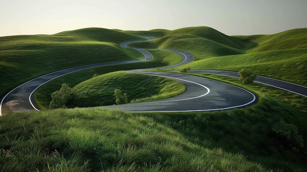 Photo aerial shots of winding road landscapes