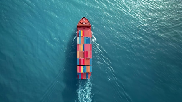 Aerial Top View of Container Ship and Logistics Goods