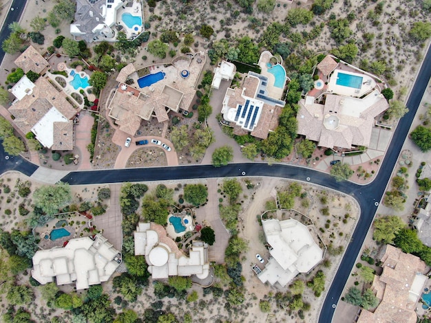 Aerial top view Scottsdale Phoenix Arizona USA