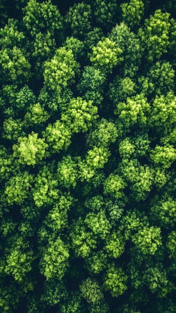 Photo aerial topdown view of dense green forest natural landscape from above