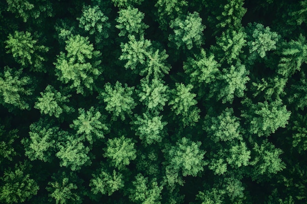 Photo aerial topdown view of a lush green forest natural landscape drone shot