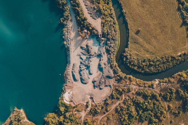 Aerial view of aerial view of basalt pillars basalt industry