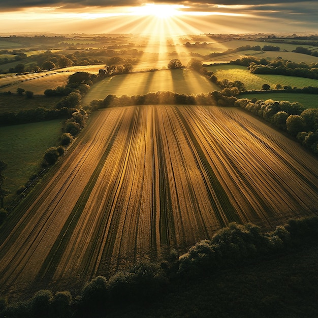 Photo aerial view of agricultural fields