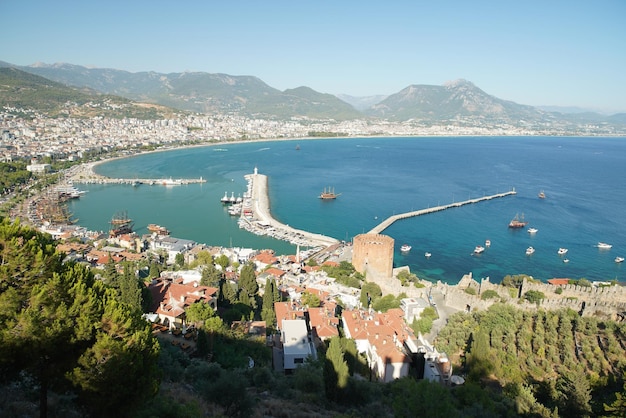 Aerial View of Alanya Town in Antalya Turkiye