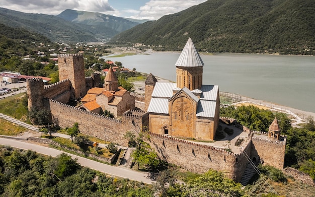 Aerial view of ananuri fortress