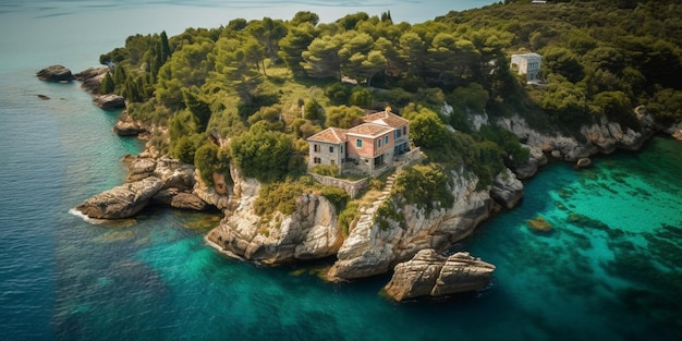 Aerial view of Antipaxos island near Corfu Greece