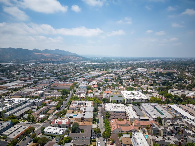 Aerial view of the architecture in Glendale, California on a sunny day