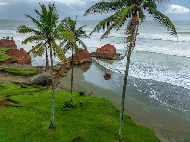 Aerial view of Asia with beautiful beaches and refreshing eyes