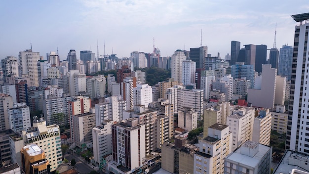 Aerial view of Av. Paulista in Sao Paulo, SP. Main avenue of the capital.