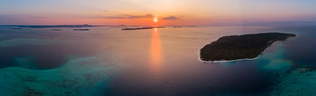 Aerial view Banyak Islands Sumatra tropical archipelago Indonesia