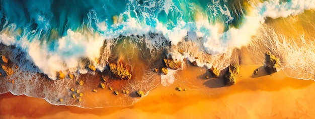 Aerial view of a beach and ocean