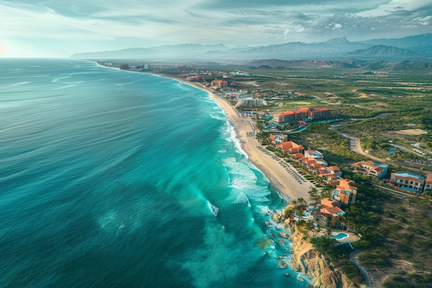 Aerial View of a Beach and Ocean