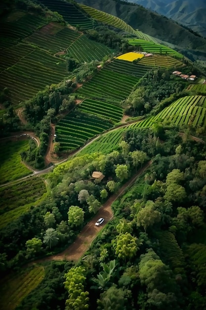 aerial view of a beautiful green field