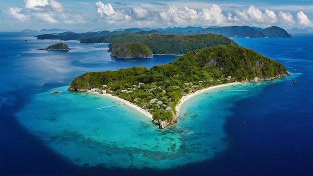 Aerial view of beautiful koh tao island in surat thani thailand